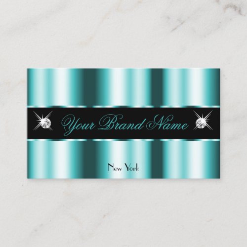 Shimmery Teal and Black Sparkling Diamonds Stylish Business Card