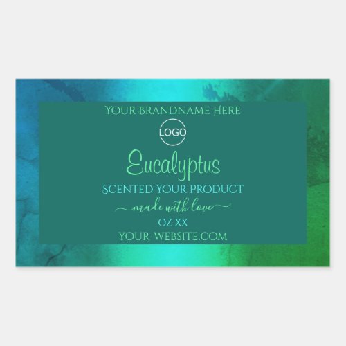 Shimmery Teal and Green Pattern Product Label Logo