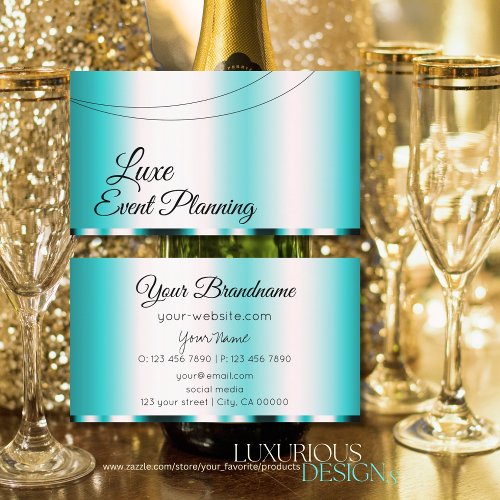 Shimmery Teal Glamorous Professional and Simple Business Card