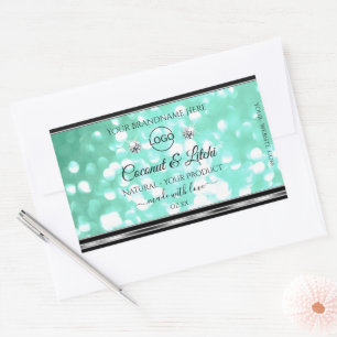 Shimmery Teal Glitter Product Labels Diamonds Logo