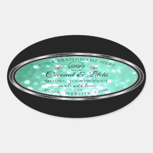 Shimmery Teal Glitter Product Labels Diamonds Logo