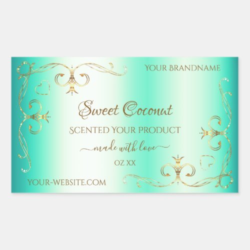 Shimmery Teal Gold Ornate Ornaments Product Labels
