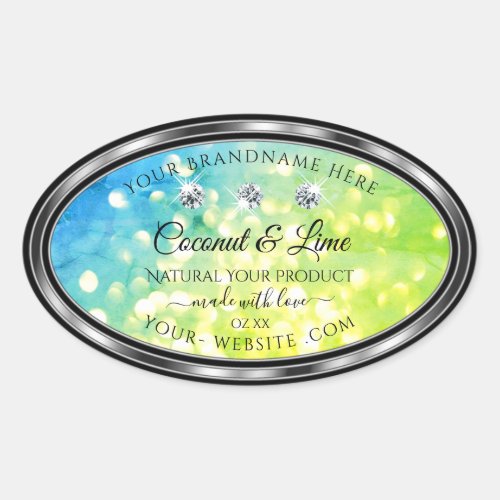 Shimmery Teal Green Glitter Product Label Diamonds