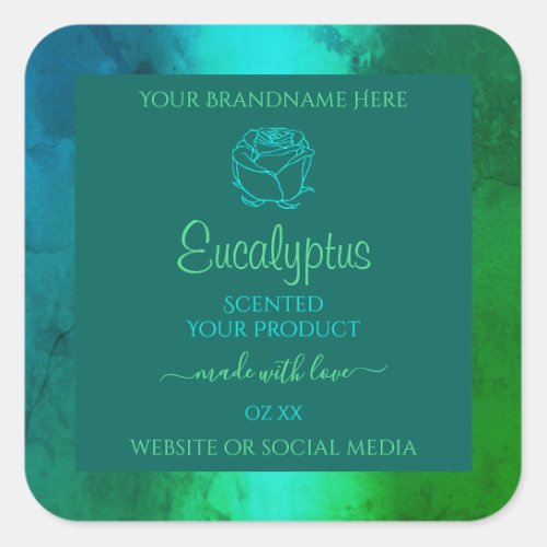 Shimmery Teal Green Pattern Product Labels Floral