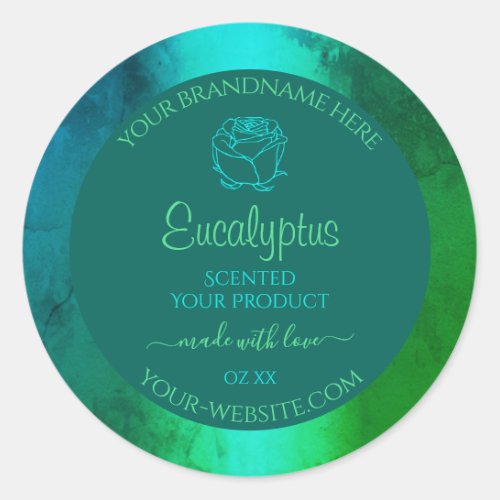 Shimmery Teal Green Pattern Product Labels Floral