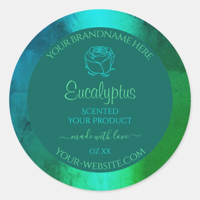 Shimmery Teal Green Pattern Product Labels Floral (Front)