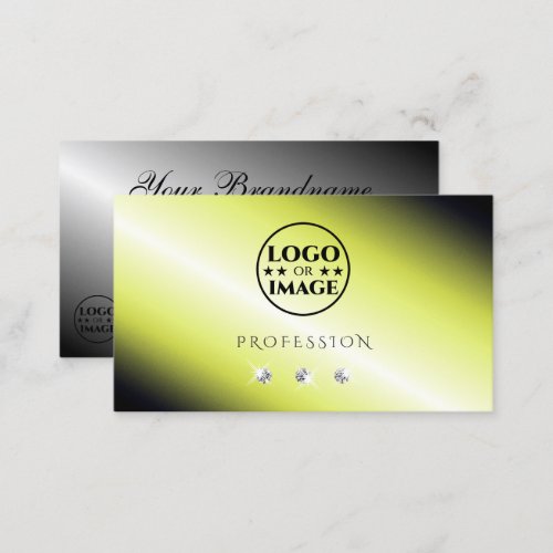 Shimmery Yellow Silver Sparkling Diamonds Add Logo Business Card