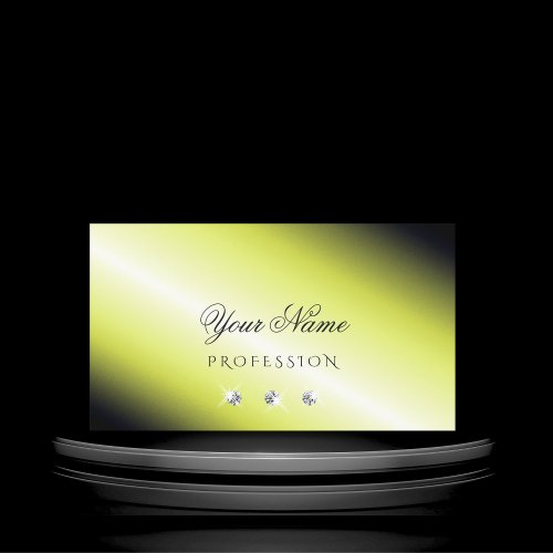 Shimmery Yellow Silver Sparkling Diamonds Elegant Business Card