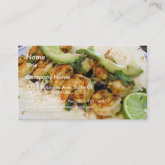 Shimp Tacos Limes Burritos Avocados Business Card (Front)
