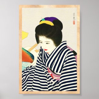 Shimura Tatsumi Five Figures of Modern Beauties Poster