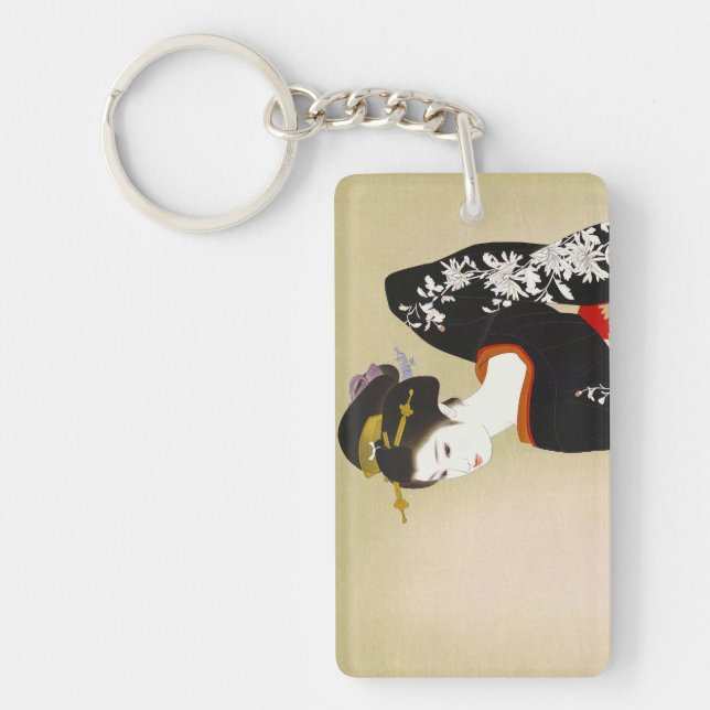 Shimura Tatsumi Two Subjects of Japanese Women Keychain (Front)