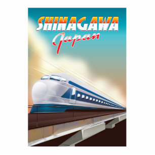Shinagawa Japan travel poster. Cutout