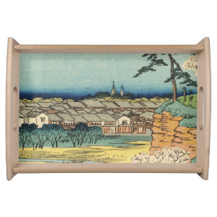 Shinagawa, Japan: Vintage Japanese Woodblock Art Serving Tray