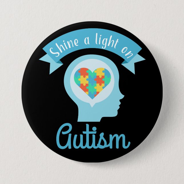 Shine a Light on Autism, Awareness Pinback Button (Front)