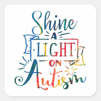 Shine a Light on Autism Awareness Rainbow Square Sticker