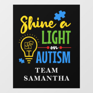 Shine a Light on Autism Awareness Team Name Custom Wall Decal