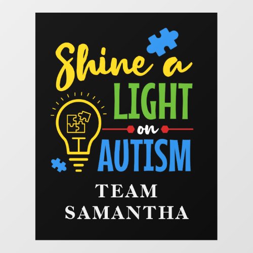 Shine a Light on Autism Awareness Team Name Custom Wall Decal