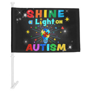 SHINE a Light on AUTISM Car Flag