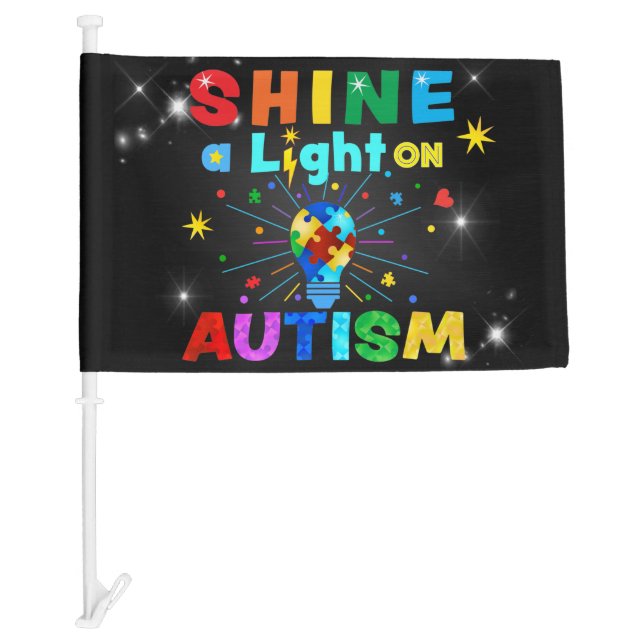 SHINE a Light on AUTISM Car Flag (Front)