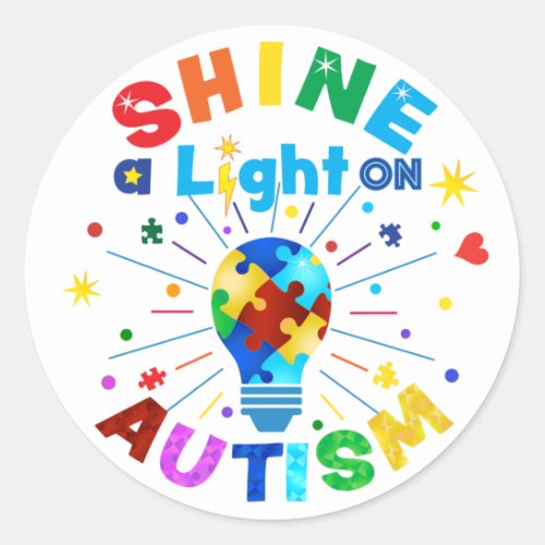 SHINE a Light on AUTISM Classic Round Sticker