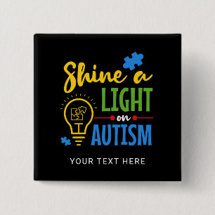Shine A Light On Autism Custom Team Name Button