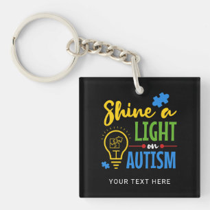 Shine A Light On Autism Custom Team Name Keychain