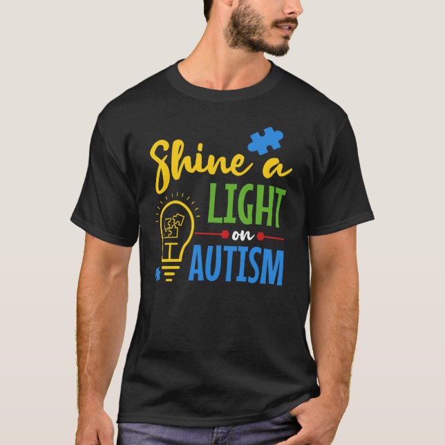 Shine A Light on Autism Dad Birthday T-Shirt (Front)