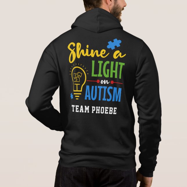 Shine A Light on Autism Personalized Matching Team Hoodie (Back)