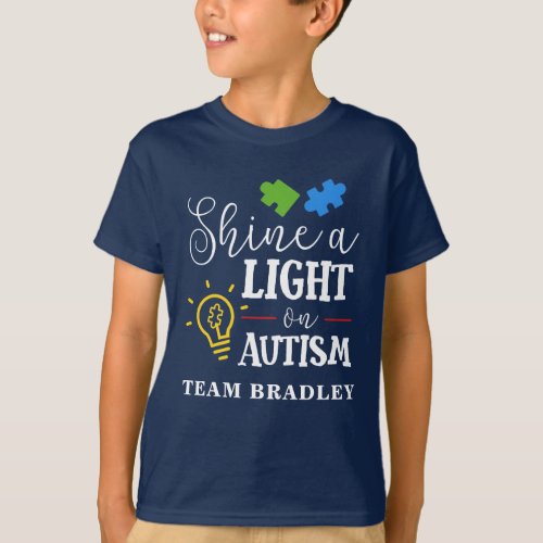 Shine A Light on Autism Personalized Matching Team T_Shirt