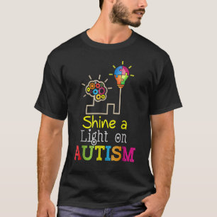 Shine A Light On Autism  Puzzle Bulb Autism Awaren T-Shirt