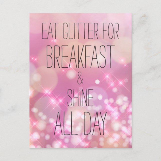 Shine All Day - Pink Sparkles Friendship Quote Postcard (Front)