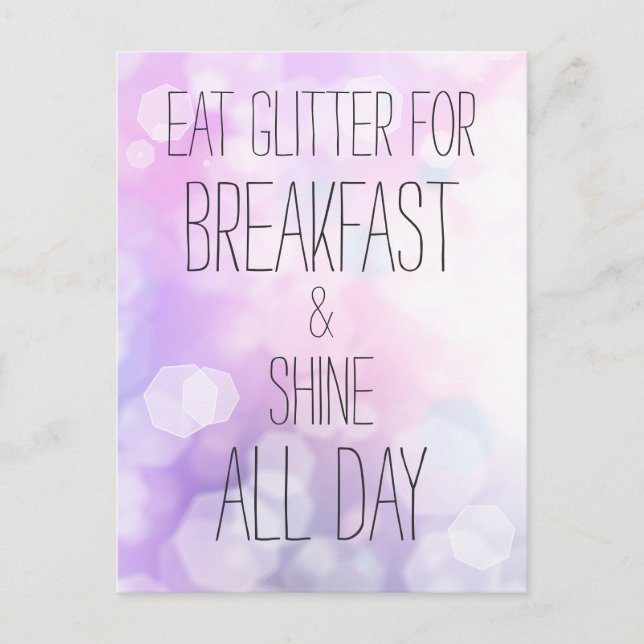 Shine All Day - Purple Sparkles Friendship Quote Postcard (Front)