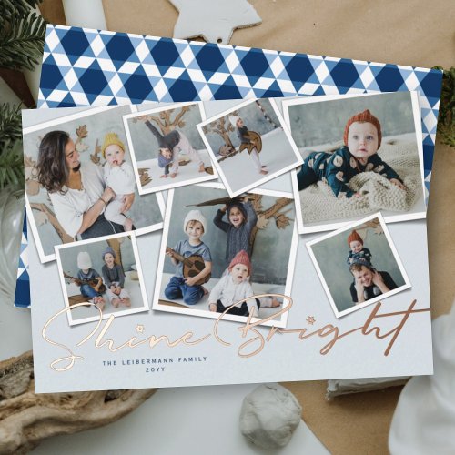 Shine Bright 7 Instant Photo Collage Hanukkah Foil Holiday Card
