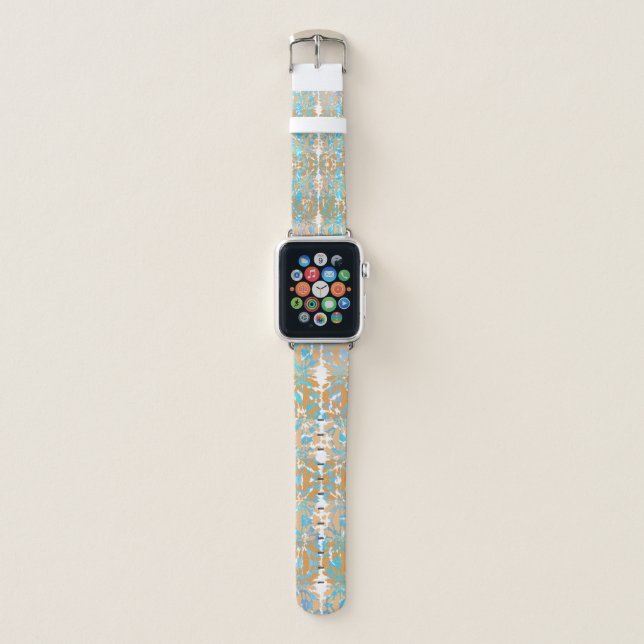 Shine Bright Blue and Tan Apple Watch Band (Front)