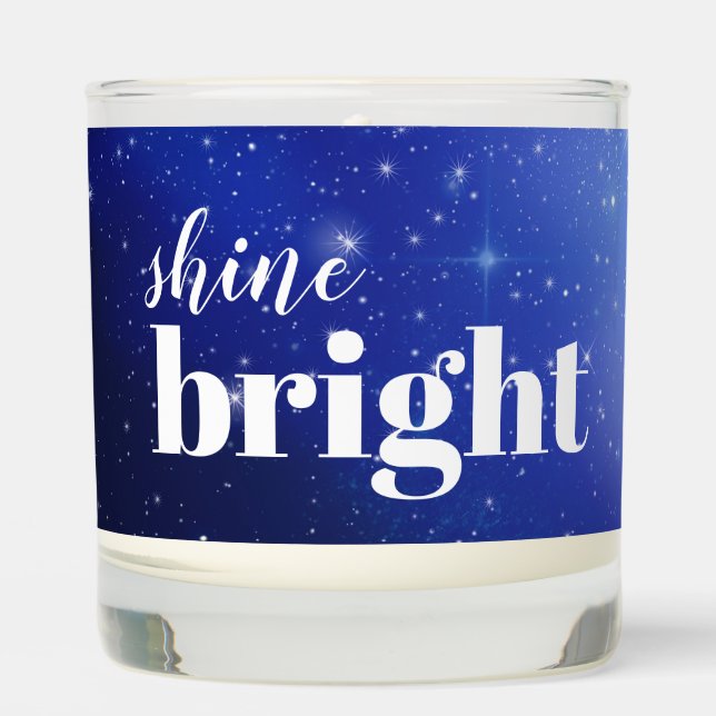 Shine Bright Blue Galaxy Custom Birthday Gift Scented Candle (Front)