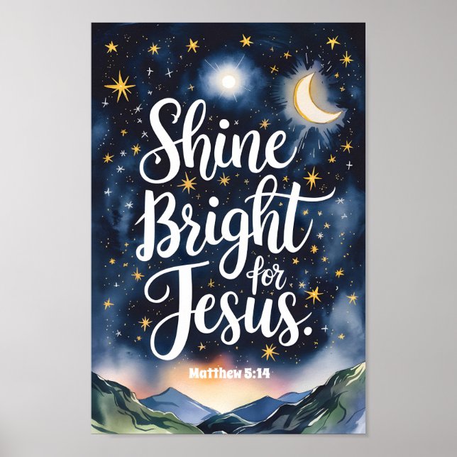Shine Bright for Jesus Christian Wall Art (Front)
