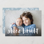 Shine Bright | Full Photo Hanukkah Holiday Card<br><div class="desc">Festive Hanukkah photo card features your favorite horizontal or landscape oriented photo in full bleed,  with "shine bright" overlaid in white hand lettered brush typography. Personalize the front of the card with your names and short holiday message.</div>