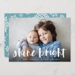 Shine Bright | Full Photo Hanukkah Holiday Card<br><div class="desc">Festive Hanukkah photo card features your favorite horizontal or landscape oriented photo in full bleed,  with "shine bright" overlaid in white hand lettered brush typography. Personalize the front of the card with your names and short holiday message.</div>