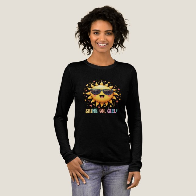 Shine Bright Girl – Cute Pastel Kawaii Sun Graphic Tri-Blend Shirt (Full Front)
