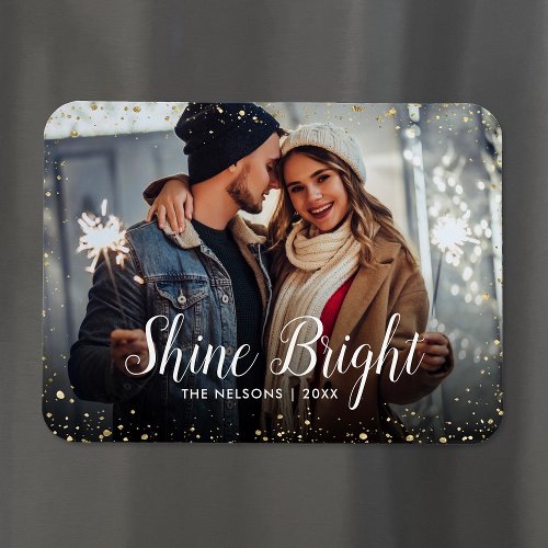 Shine Bright  Glitz Faux Glitter Photo Overlay Magnet