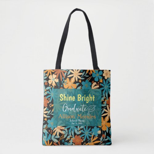 Shine Bright Graduate Wildflower Floral  Tote Bag
