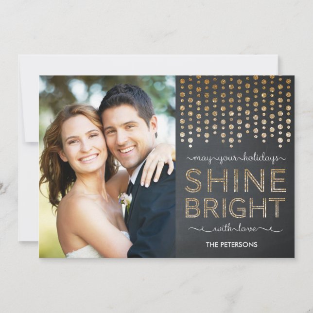 Shine Bright Holiday Photo Cards - Gold (Front)