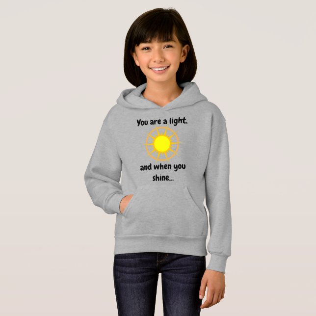 'Shine Bright' Hoodie Kid/Young Adult (Grey) (Front Full)