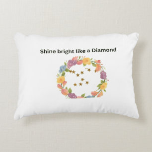 Shine Bright Like A Diamond Floral Stars Kids Pill Accent Pillow