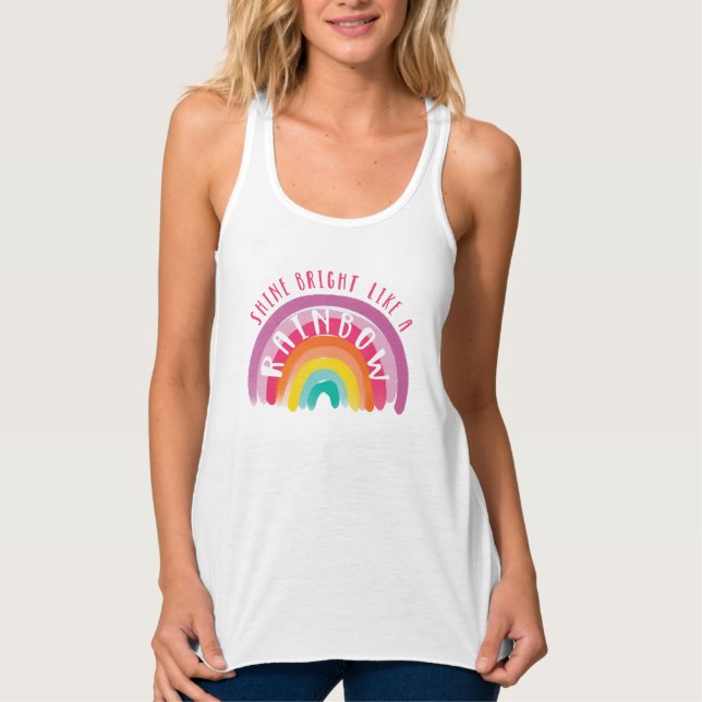 Shine Bright Like A Rainbow Gay Pride LGBTQ Tank Top (Front)