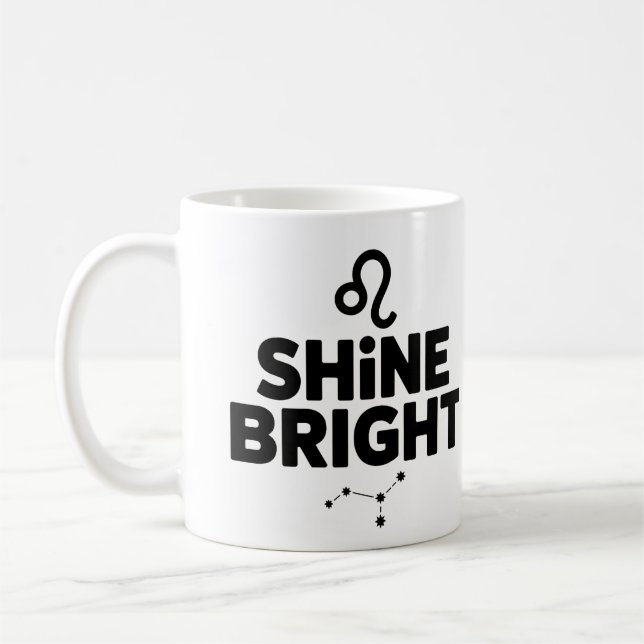Shine Bright Mug – Leo Astrology Coffee Cup (Left)