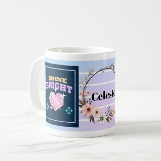 Shine Bright – Personalized Floral Inspirational M Coffee Mug