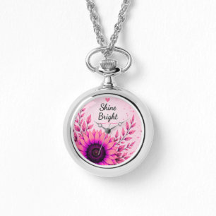 Shine Bright Pink Sunflower Floral Necklace