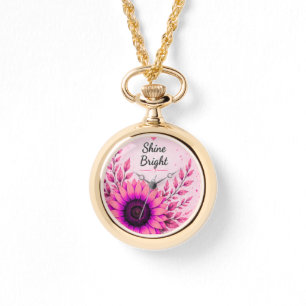 Shine Bright Pink Sunflower Floral Necklace