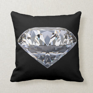 Shine Bright, Realistic, Diamonds, Black, salon Throw Pillow